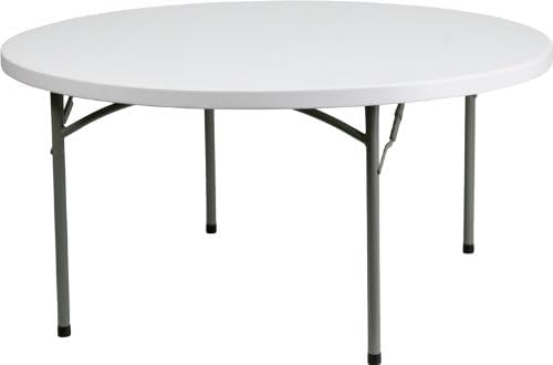 LANC 60'' Round Plastic Folding Table - Heavy Duty Banquet Table-DAD-YCZ-152R-GW-BZP5