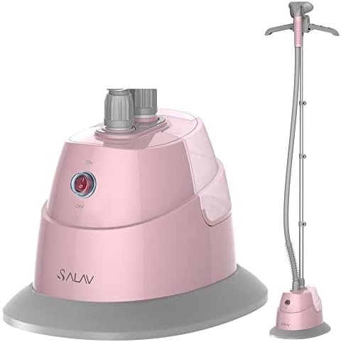 SALAV GS06-DJ - Full Size Garment Steamer, Heats Up in 45 Seconds, 1.3L Water Tank for 46 Minutes of Steam Time, Double Insulated Hose, Includes Fabric Brush and