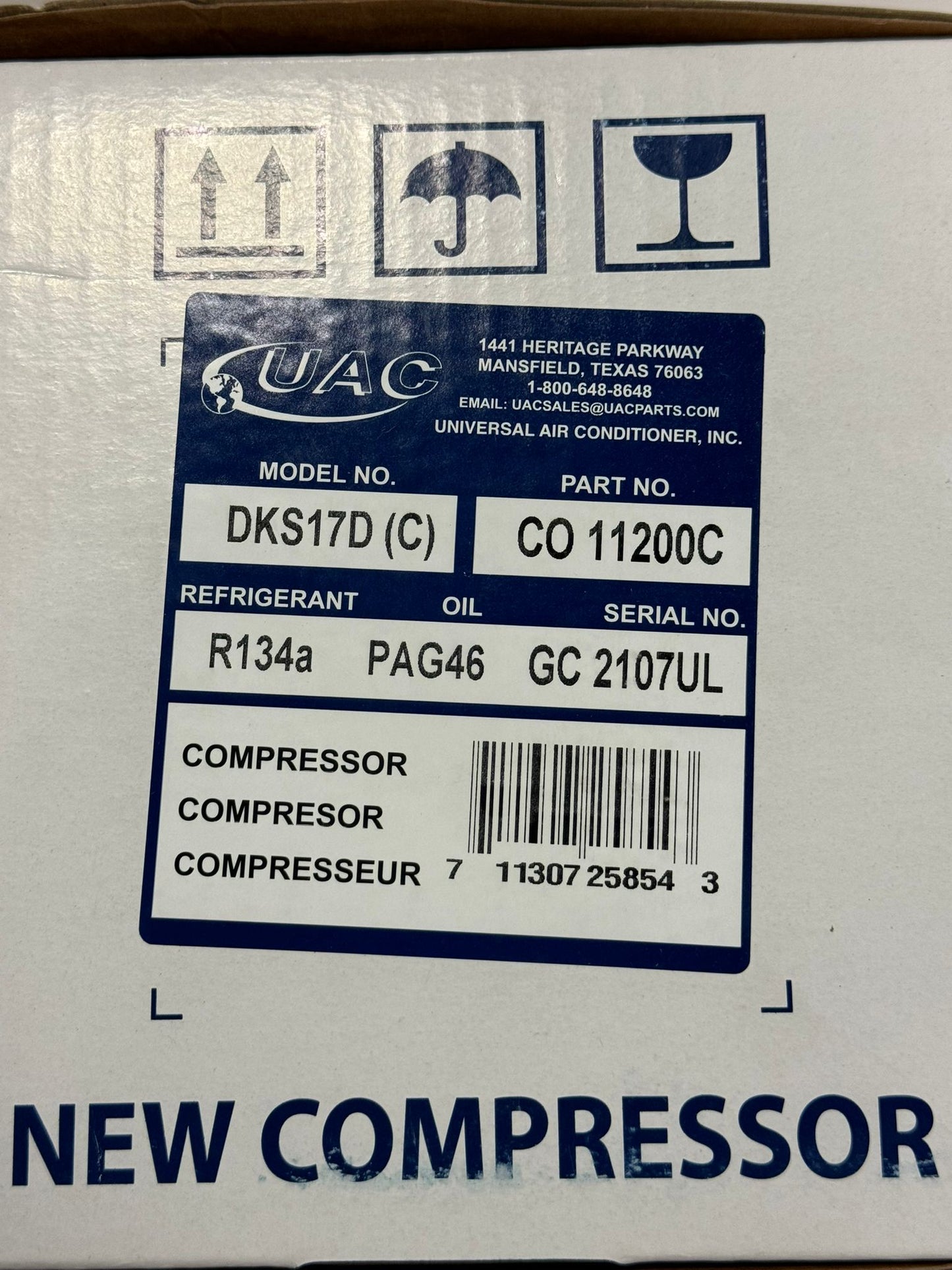 UAC Universal Air Conditioner DKS17D (C) CO 11200C R134A  A/C Compressor and Clutch