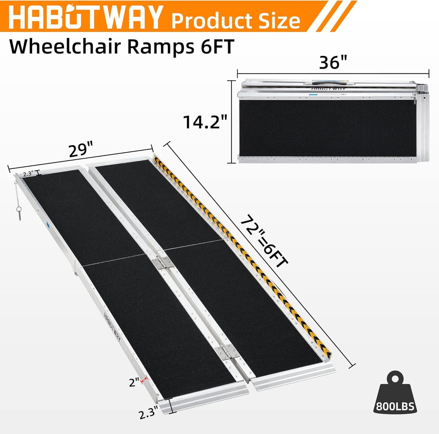 HABUTWAY 6ft Wheelchair Ramp, Portable Wheelchair Ramp Model # YS02-009-6ft