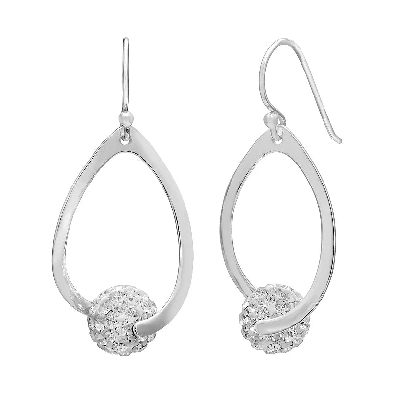 PRIMROSE Sterling Silver Crystal Ball Teardrop Earrings