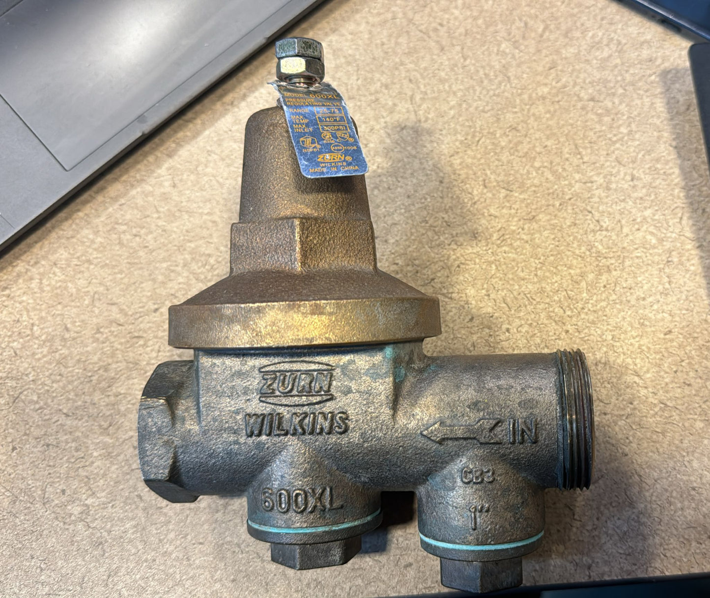 Zurn Wilkins 1" 600XL Pressure Reducing Valve with No Union Cap