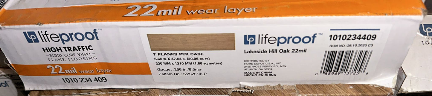 Lifeproof Lakeside Hill Oak 22 MIL x 8.7 in. W x 48 in. L Click Lock Waterproof Luxury Vinyl Plank Flooring (20.1 sq. ft./case)