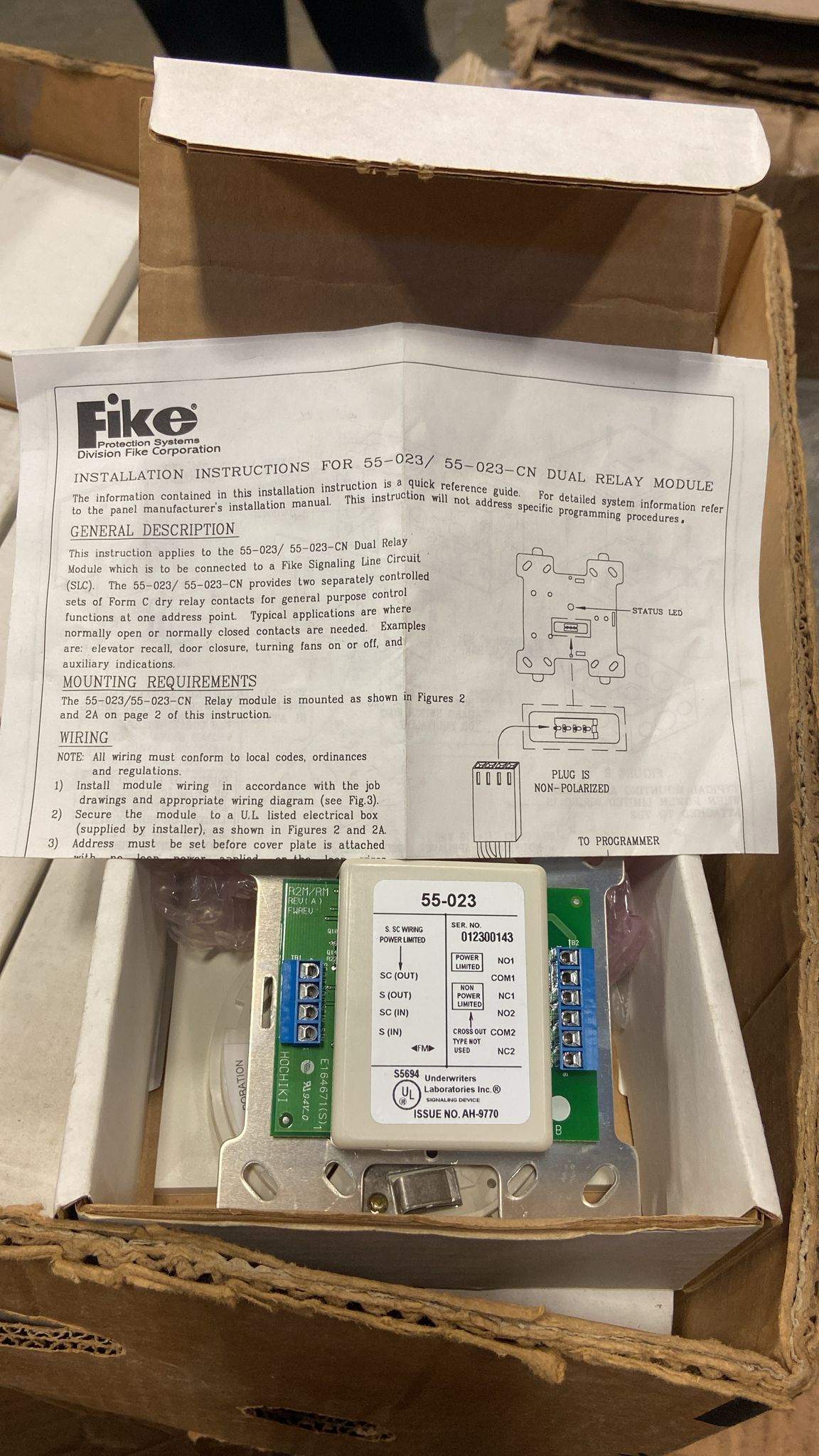 FIKE 55-023 Fire Alarm Dual Relay Module AH-9770 Hochiki R2M/RM