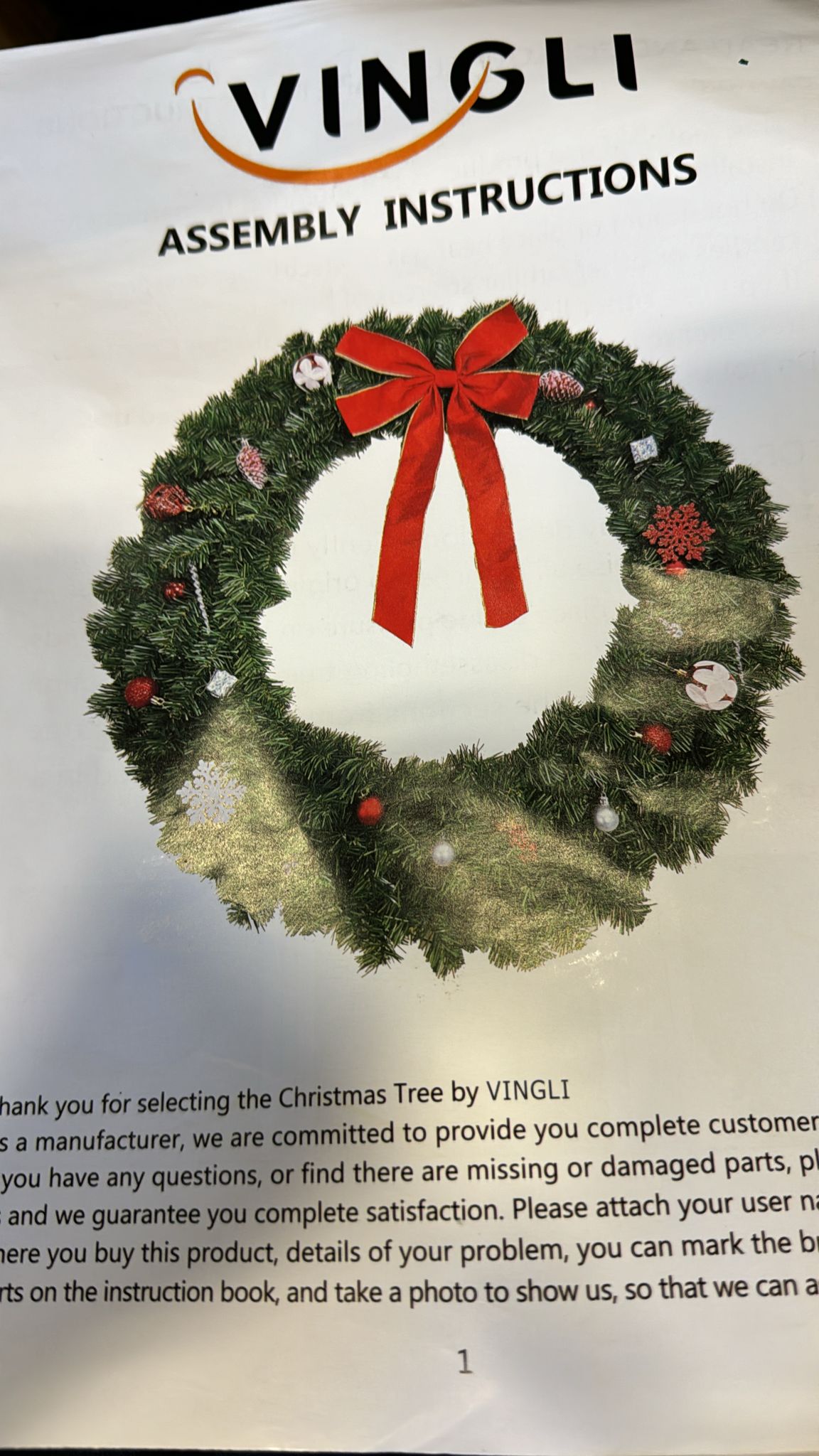 VINGLI 24/36/48/60 inch Large Pre-Lit Outdoor Christmas Wreath with LED Lights/Bows Holiday Accent Decoration for Front Door Windows