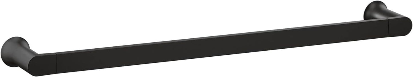 Moen Genta LX Matte Black Modern 24-Inch Single Kitchen or Bathroom Towel Bar, Wall Mounted Towel Bar, BH3824BL