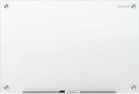 Quartet Whiteboard, Glass Dry Erase Board, Non-Magnetic, 4' x 3', Infinity Frameless Mounting, White Surface, Accessory Tray, and 1 Dry Erase Marker (G4836NMW)