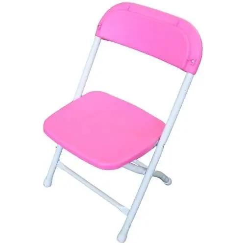 Queekay Kids Folding Chairs with Padded Seats and Backrest Foldable Steel Frame Kids Foldable Chair for Children Toddler Study Indoor Classroom Desk Tables Event Banquet Wedding (Pink, White)