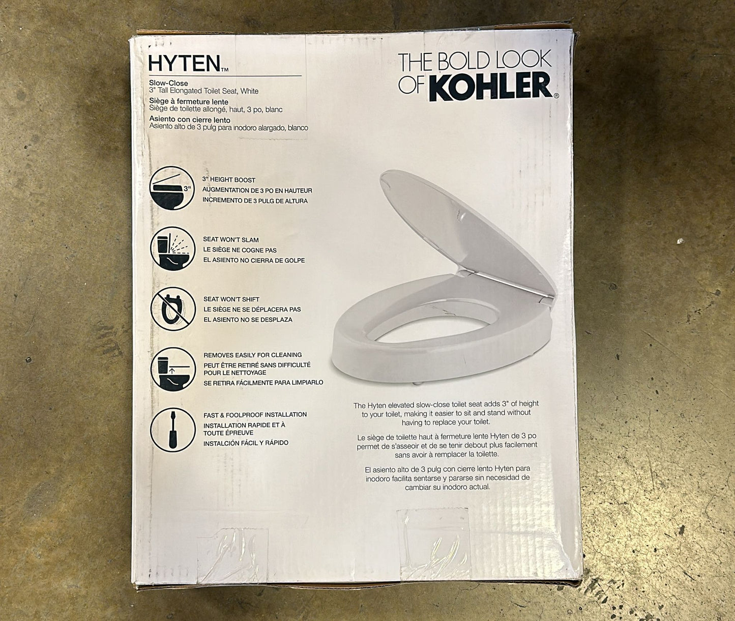 Kohler Hyten Elevated Quiet-Close Elongated Toilet Seat in White