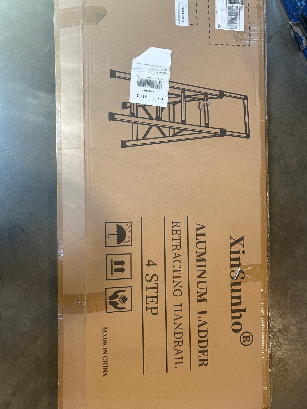 Step Ladders Aluminium Step Ladder 4 Step Lightweight Folding Step Stool with Fully Manual Telescopic Handrails Portable Stepladders for Office Portable Step Stool