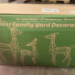 Gllabel 3 Piece Large Lighted Christmas Deer Family Set with Bell Bows - 57 in Buck, 47 in Doe & 29 in Fawn，Outdoor Holiday Yard Decorations