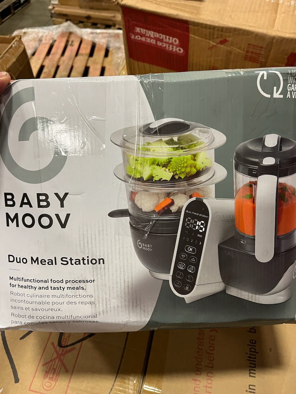 Babymoov Duo Meal Station Grey: Multi-Speed Baby Food Maker Steamer and Puree Blender, Baby Food Processor that warms & defrosts (Nutritionist Approved)