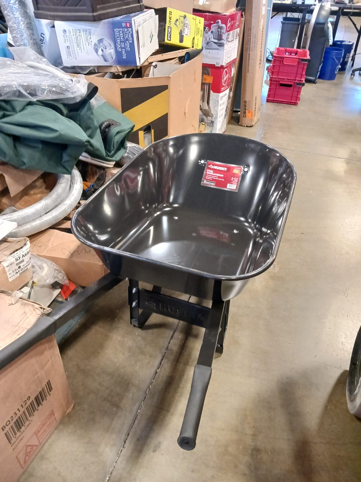 Husky 6 cu. ft. Steel Wheelbarrow with Flat Free Tire Model # HWB3016