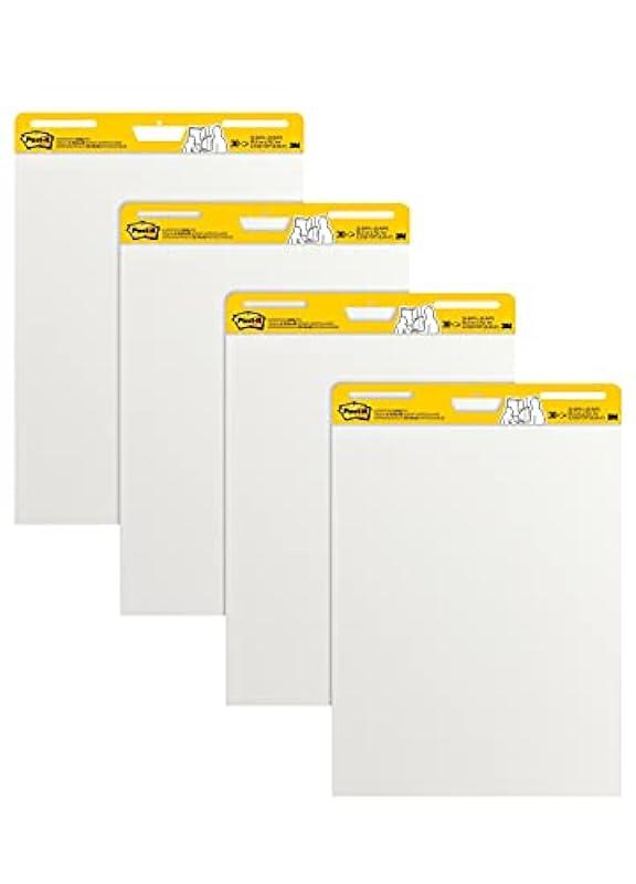 Post-it Super Sticky Easel Pad, 25 in x 30 in, White, 30 Sheets/Pad, 4 Pads/Pack, Great for Virtual Teachers and Students (559 VAD 4PK)