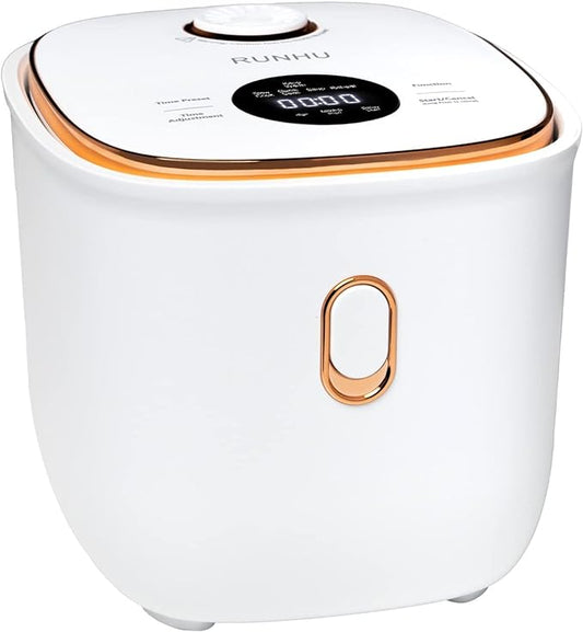 RUNHU Mini Rice Cooker 2.5-Cups Uncooked, Portable Non-Stick Small Rice Cooker, Smart Control Multifunction Cooker with 24 Hours Timer Delay & Keep Warm Function for Soups, Stews, Grains, White