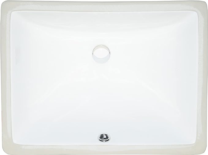 MSI 16 inch x 11 inch Rectangle Porcelain Ceramic Undermount Bathroom Vanity Vessel Sink, White