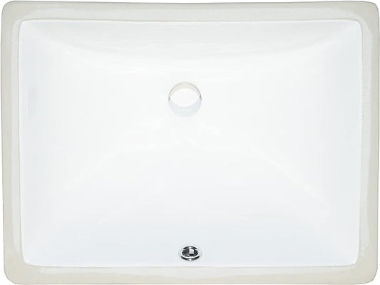 MSI 16 inch x 11 inch Rectangle Porcelain Ceramic Undermount Bathroom Vanity Vessel Sink, White