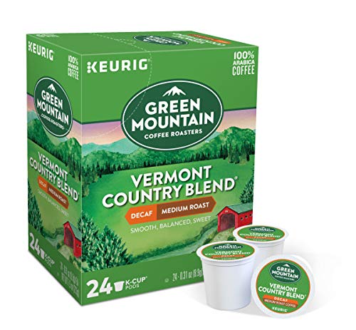 Green Mountain Coffee Vermont Country Blend Decaf, Medium Roast Coffee, 96 Count (4 Packs of 24)