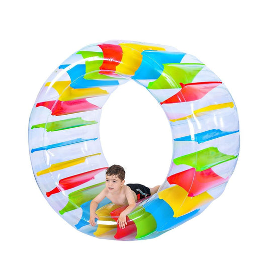 Tzsmat 65" Diameter Kids Colorful Inflatable Wheel Roller Pool Float for Pool Lake Water Toy