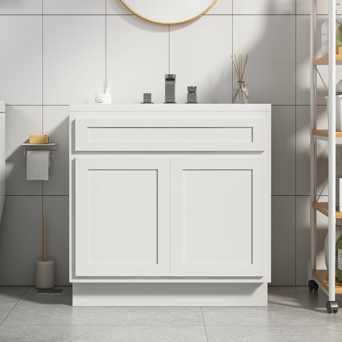 Vanity Art Cabinet in White, 2-Doors Bath