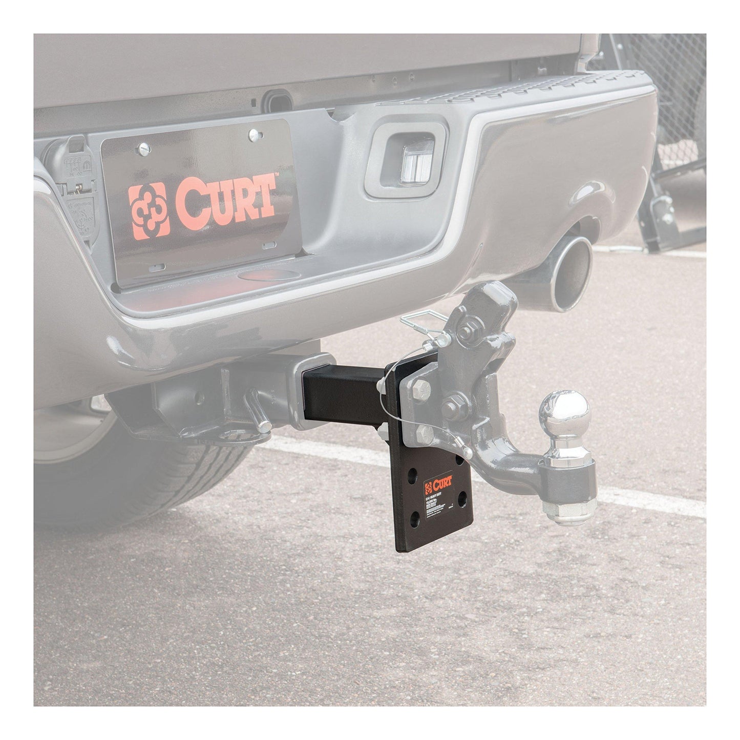 CURT 48328 Adjustable Pintle Mount for 2-Inch Hitch Receiver, 15,000 lbs, 6-1/2-Inch Drop, 6-Inch Length, Carbide Black Powder Coat