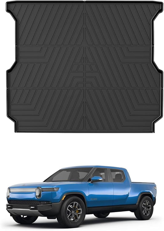 Mixsuper Truck Bed Mat Compatible with 2022-2023 2024 Rivian R1T, All Weather Truck Bed Liner TPE Durable Odorless Black