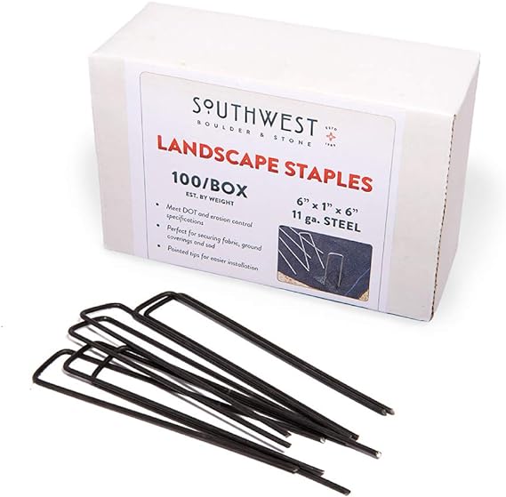 Landscape Staples 100-Pack | 6-Inch, Heavy Duty Steel Staple Garden Stakes for Weed Barrier Fabric, Erosion Control, Irrigation Lines, Sod Installation, Artificial Grass, Ground Coverings and More!