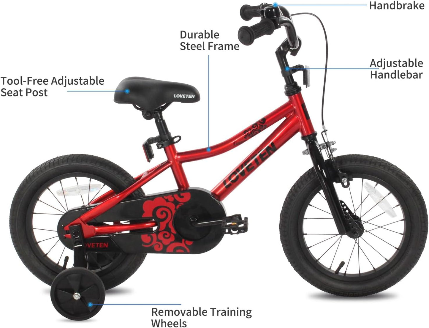 LOVETEN Toddler and Kids Bike for Boys Girls 3-12 Years Old,12 14 16 Inch Kid's Bicycle with Training Wheels 18 Inch Bikes with Kickstand Multiple Colors…