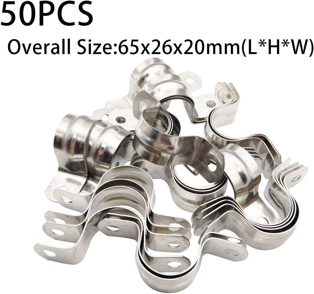 3/4inch Rigid Pipe Strap Clamp-Two Hole Strap-U Bracket Tube Clip-Stainless Steel Heavy Duty Pipe Fasten Holder-Secures Conduit，50Pcs（25mm)