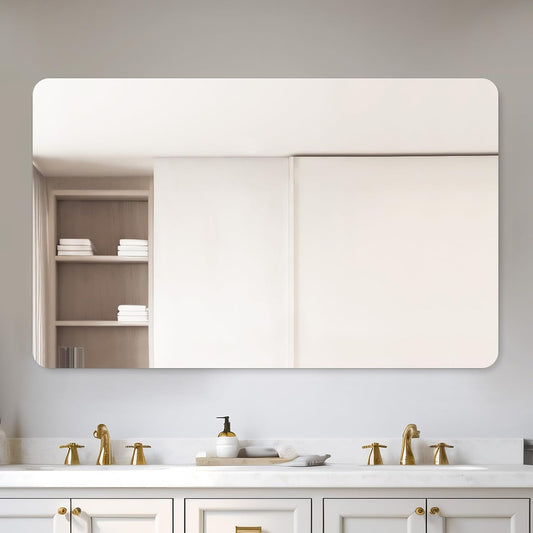 48”x 30” Frameless Bathroom Mirror, Rounded Corner Bathroom Vanity Mirror, Modern Wall Mounted Vanity Mirror for Living Room, Bedroom, Bathroom, Entryway (Horizontal/Vertical)