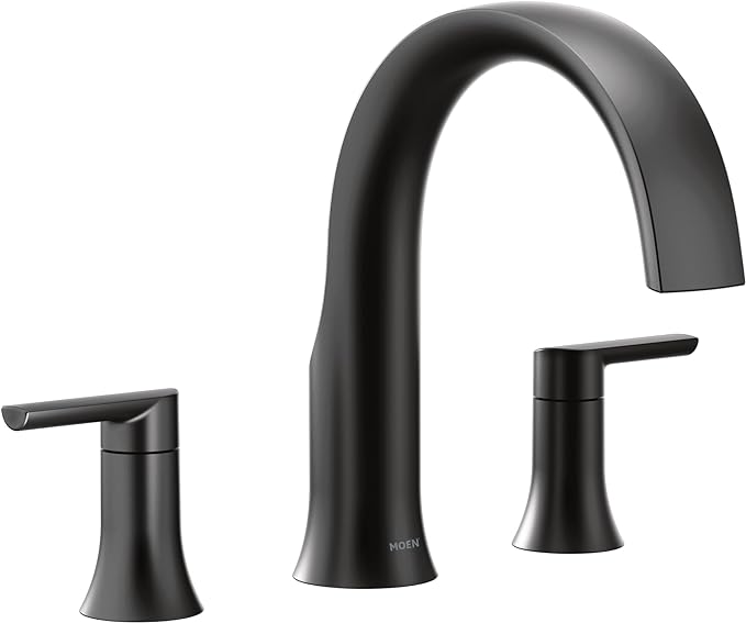 Moen TS983BL Doux Two-Handle Roman Tub Faucet, Valve Required, Matte Black (missing parts)