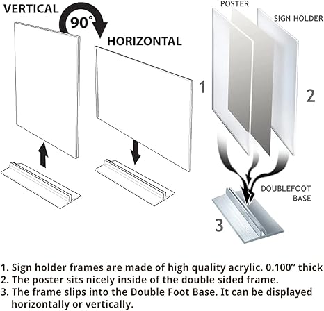 Azar Displays 223074 Non Glare Vertical/Horizontal T-Strip Sign Holder Size :3.5" X 5, 20-Pack