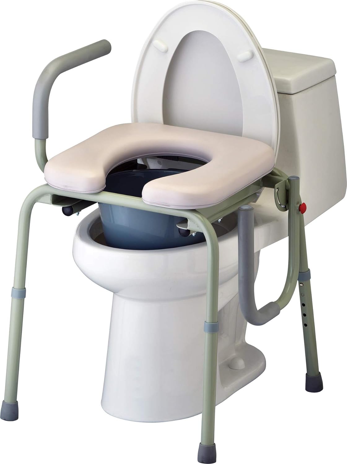 NOVA Medical Products Drop Arm Commode with Padded Seat and Back, Drop Down Arms for Easy Transfer, Stand Alone Bed Side Commode and Over The Toilet Commode, Comes with Bucket, Lid and Slash Guard