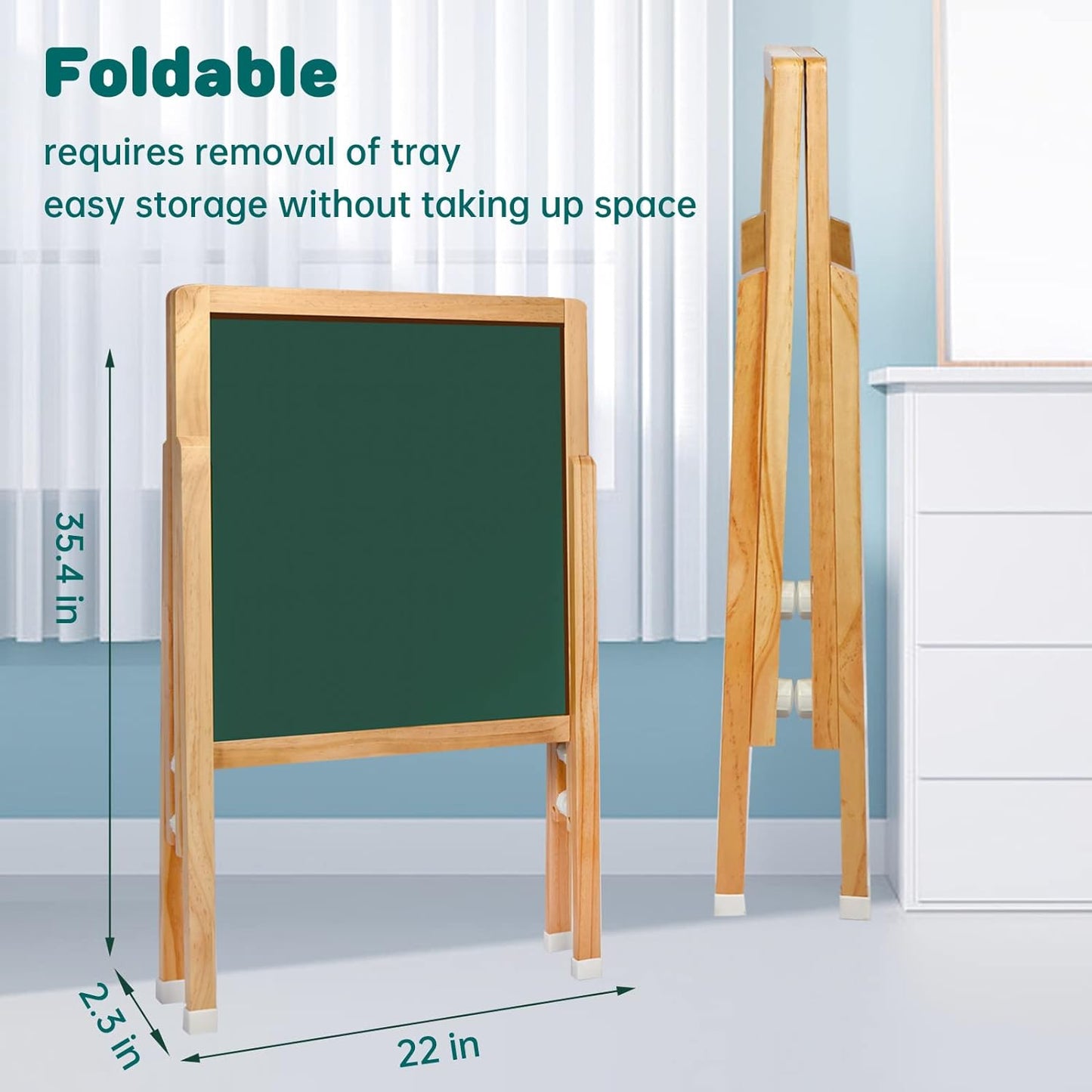 Easel for Kids Double Sided Drawing Board with Magnetic Chalkboard White Board Wood Stand Drawing Art Set for Kids Toddlers