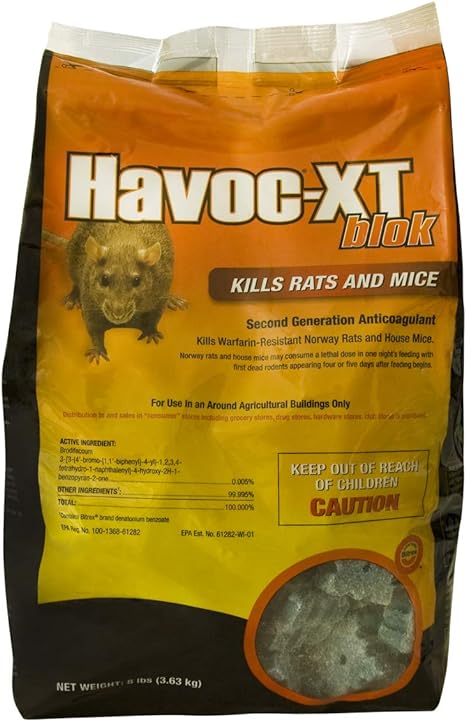 Neogen 00595 Havoc XT Rat Bait Block, 8-Pound Pouch, Blue