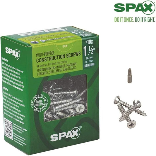 SPAX 4101010500404 Unidrive Screws, 10 x 1-1/2", Zinc