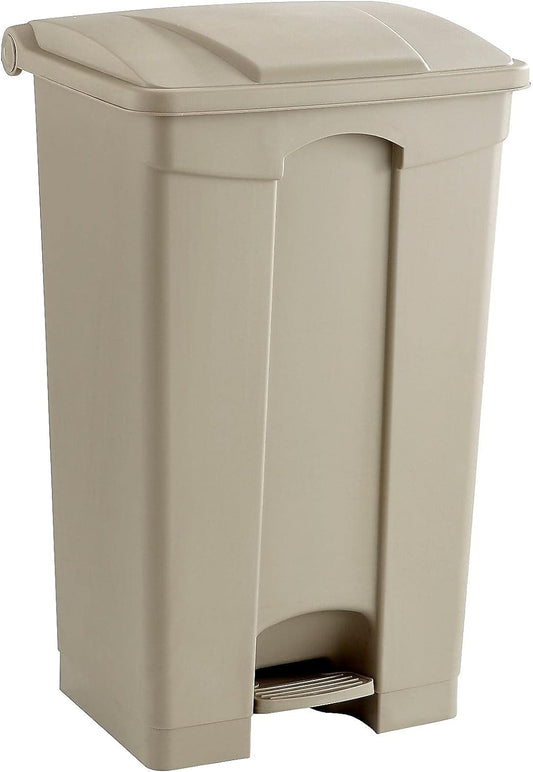 Safco Step-On Indoor Plastic Trash Can for Home & Commercial Use, Hands-Free Disposal, 23 Gallon, Tan