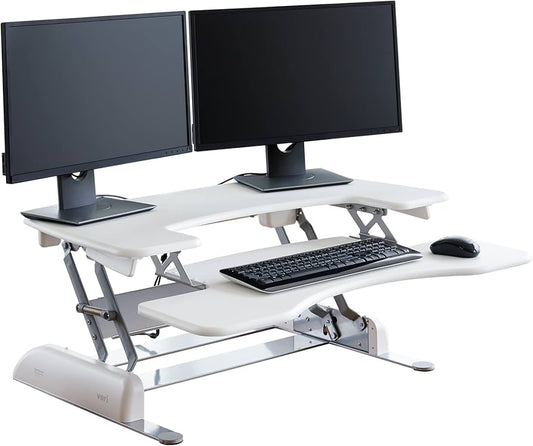 Vari-VariDesk Pro Plus 36 - Dual Monitor Standing Desk Converter, Rising Desk with Spring Loaded Lift (White)