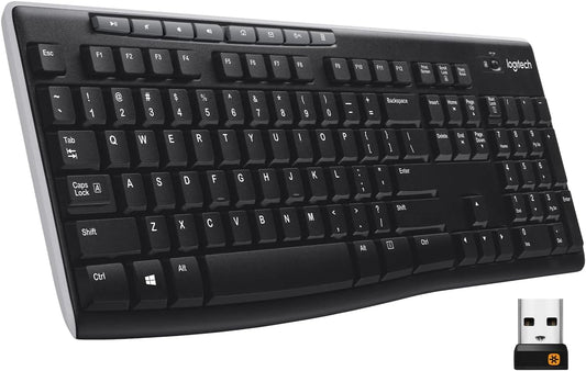 Logitech MK710 Wireless Keyboard and Mouse Combo — Includes Keyboard and Mouse, Stylish Design, Built-In LCD Status Dashboard, Long Battery Life