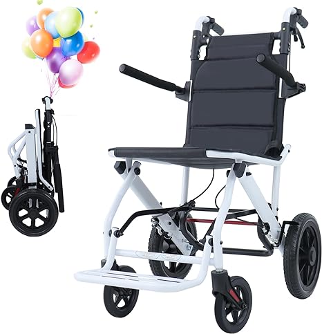 Lightweight Transport Wheelchair W/Handbrakes, Folding Transport Chair for Adults