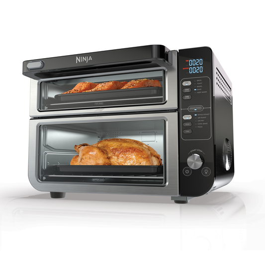 Ninja DCT400 10-in-1 Double Oven with Flex Door, Flavor Seal & Smart Finish, Rapid Top Oven, Convection and Air Fry Bottom Oven, Bake, Roast, Toast, Air Fry, Pizza and More, Stainless Steel