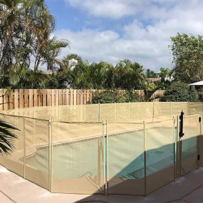 WaterWarden WWF200B Inground Pool Safety 4' x 12’, Removable, Easy DIY Installation with Hardware Included, 4 Foot Mesh Fencing to Protect Kids and Dogs, 4'x12', Beige