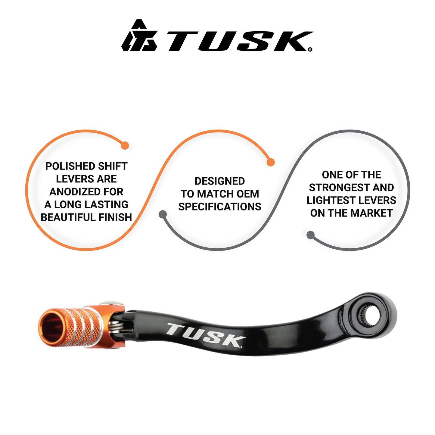 Tusk Folding Shift Lever Black/Orange Tip - Fits: KTM 250 XC 2006-2016 Honda