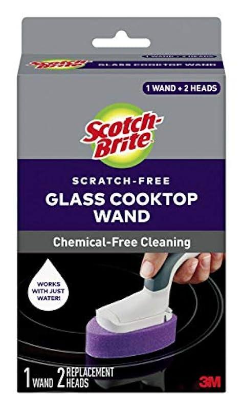 Scotch-Brite Glass Cooktop Wand with Refill Pads, Cleans With Just Water, Tackle Burnt-On Messes, 1 Wand and 2 Replacement Heads