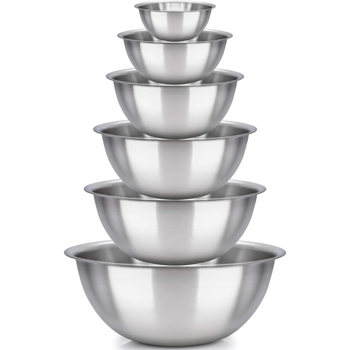 mixing bowl Set of 6 - stainless steel - Polished Mirror kitchen bowls - Set Includes ¾, 2, 3.5, 5, 6, 8 Quart - Ideal For Cooking & Serving - Easy to clean - Great gift