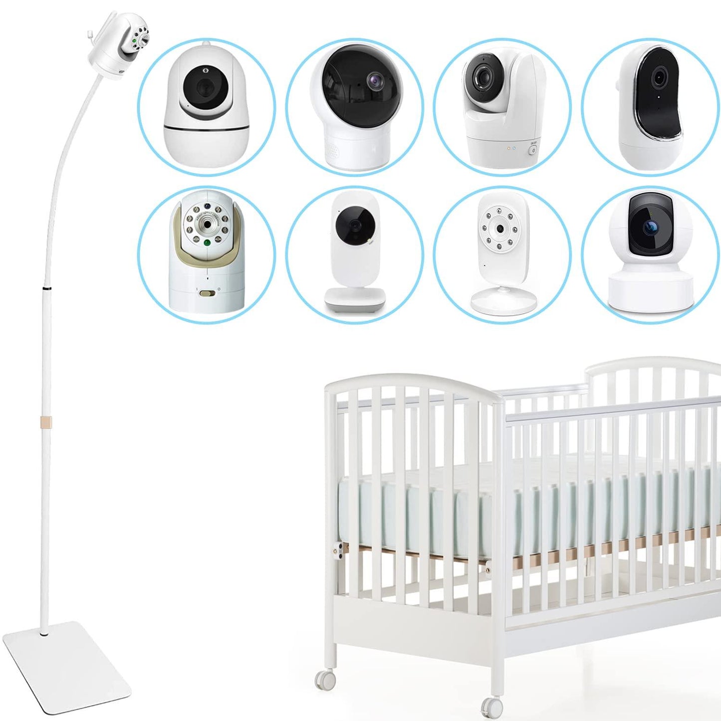 AOZTSUN 67 inch Adjustable Height Baby Monitor Floor Stand Holder for Infant Optics DXR-8 Pro,eufy HelloBaby HB65/HB66/HB248,ANMEATE SM935E or Any Cameras with 1/4 Screw Mount