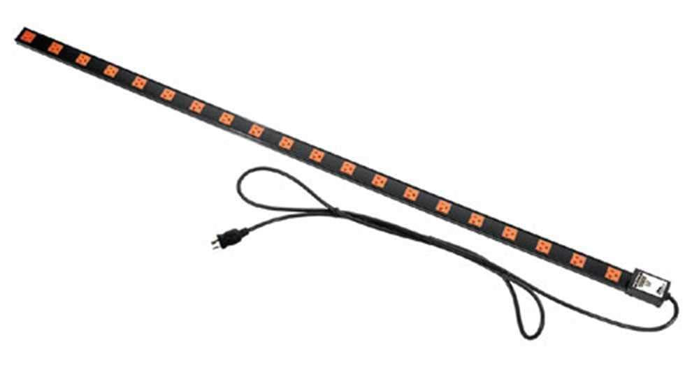 Middle Atlantic Long 20 Outlet, Single 20 Amp Circuit Thin Power Strip with Cord Termination: Cord w/NEMA 5-20P Plug