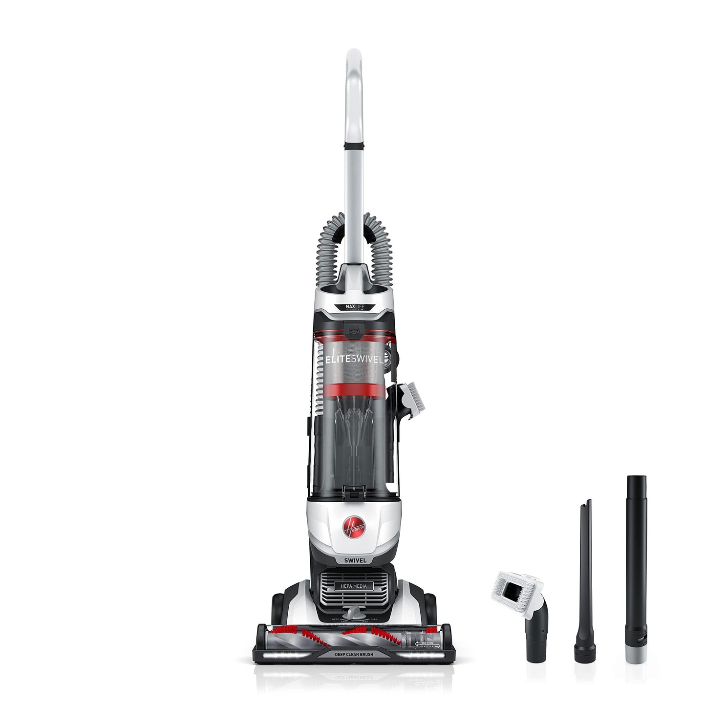 Hoover R-UH75100 MAXLife Elite Swivel Vacuum Cleaner with HEPA Media Filtration, Bagless Multi-Surface Upright for Carpet and Hard Floors, UH75100, White Certified Refurbished (USED EXCELLENT CONDITION)