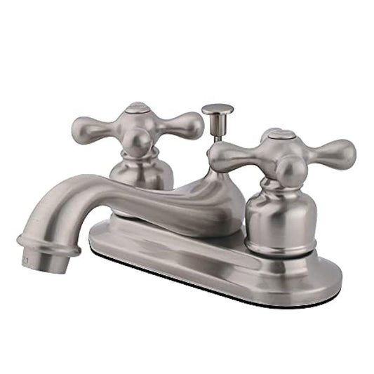 Kingston Brass GKB608AX Restoration Teapot 4-inch Centerset Lavatory Faucet with Retail Pop-up, Brushed Nickel