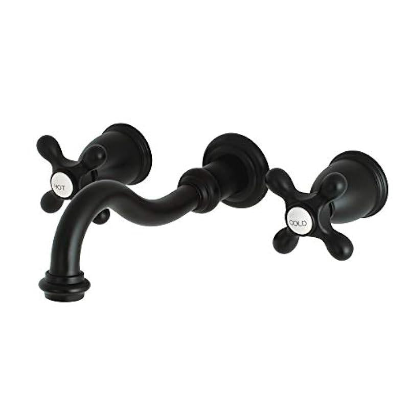 Kingston Brass KS3020AX Restoration Two-Handle Wall Mount Tub Faucet, Matte Black